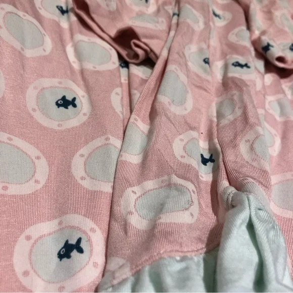 KicKee Pants nightgown 6-8 3T pink aqua fishbowl - Picture 2 of 5